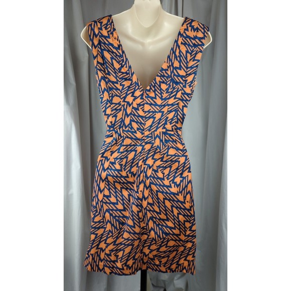 PLENTY by Tracy Reese Mini Sheath Dress Orange Blue African Wax Print Sexy XS 0 - Picture 2 of 6